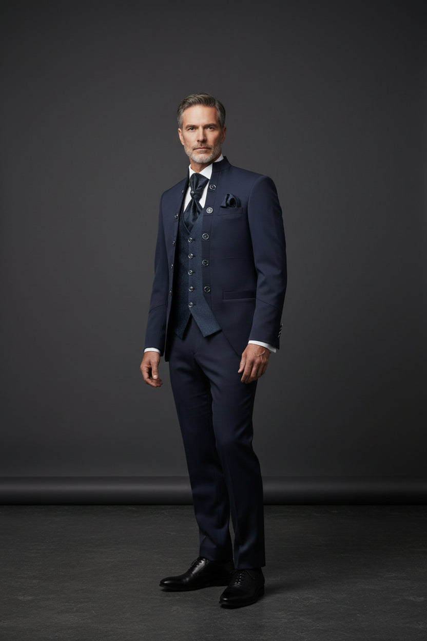 Modern Classic Traditional Navy Blue Tuxedo for Timeless Style