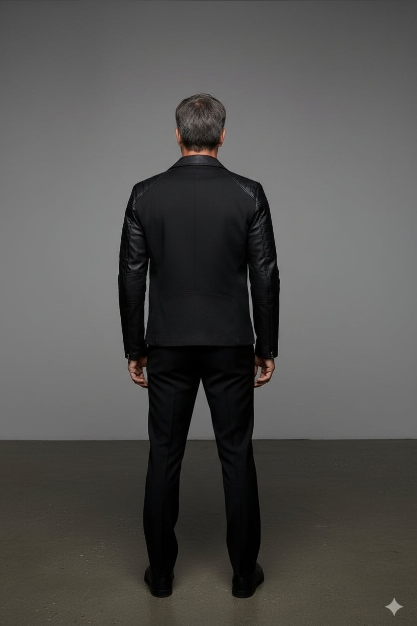 Black Front Zipper Blazer