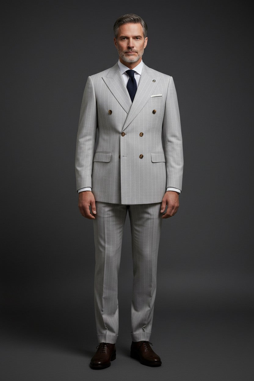 Double-Breasted Pinstripe Suit – Slim Fit