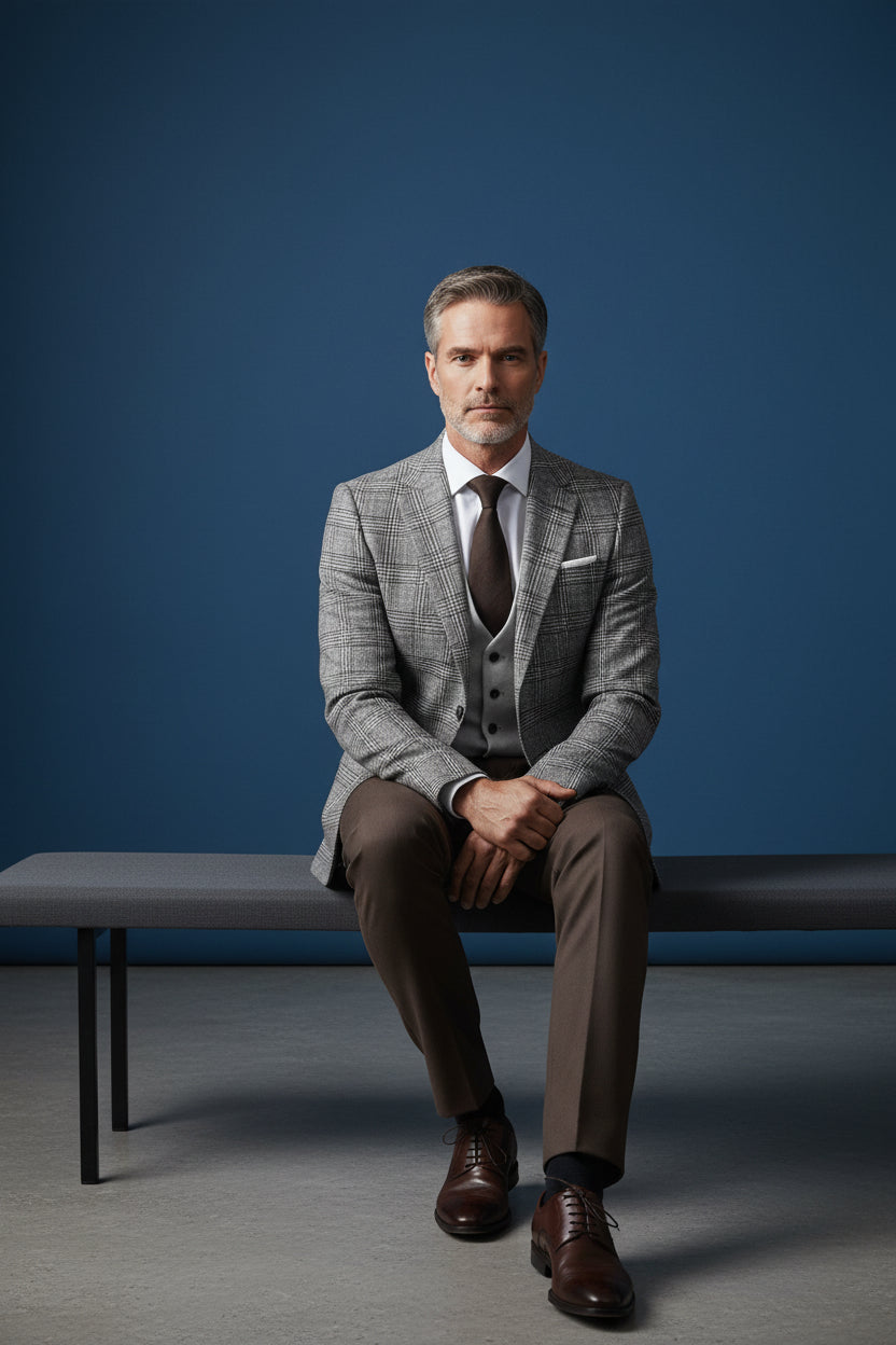 Vercini Tailored Plaid 3-Piece Suit