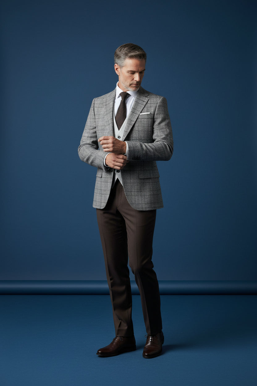 Vercini Tailored Plaid 3-Piece Suit