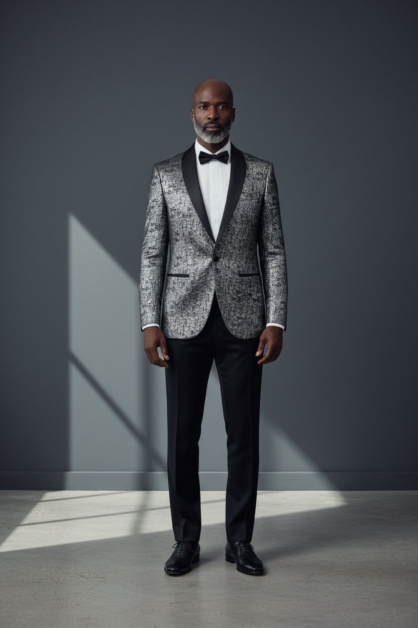 Men's Tuxedo Blazer with Jacquard Lining by Vercini