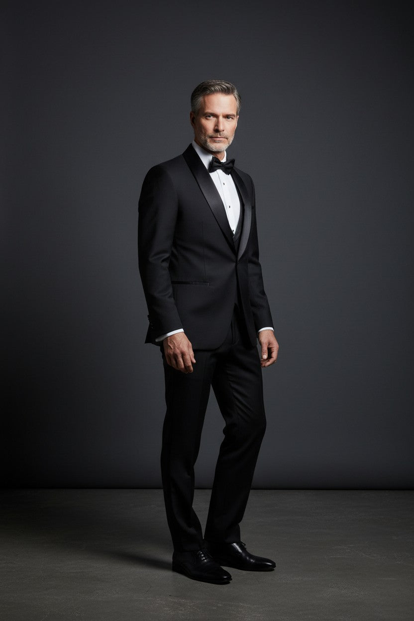 Vercini Black Luxe Shawl Lapel Tuxedo – 3-Piece Set