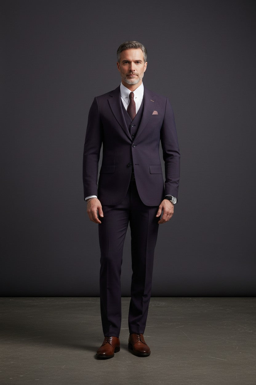 Vercini Rich purple Sophisticate Three-Piece Men's Suit
