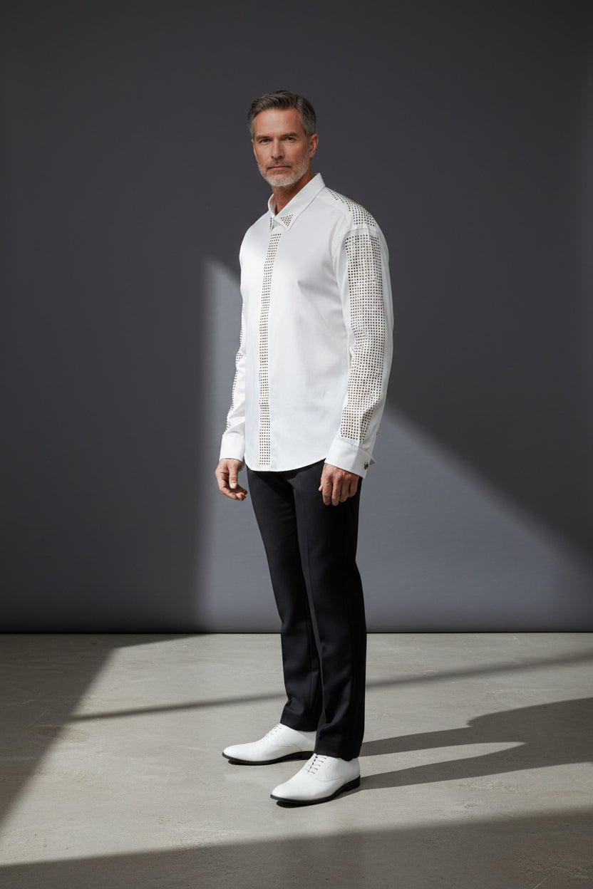 Golden Aura Elegance Men's Dress Shirt