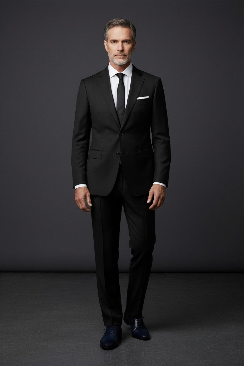 Vercini Chambray Elegance Three-Piece Suit - Charcoal Gray