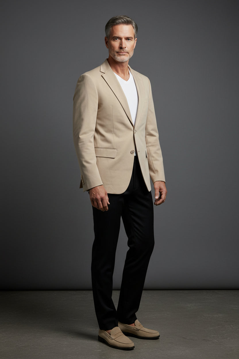 Men's Classic Beige/Grey Blazer by Vercini