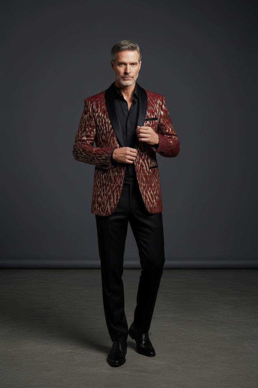 Midnight Spark Tuxedo Blazer - Premium Velvet Collar Formal Jacket