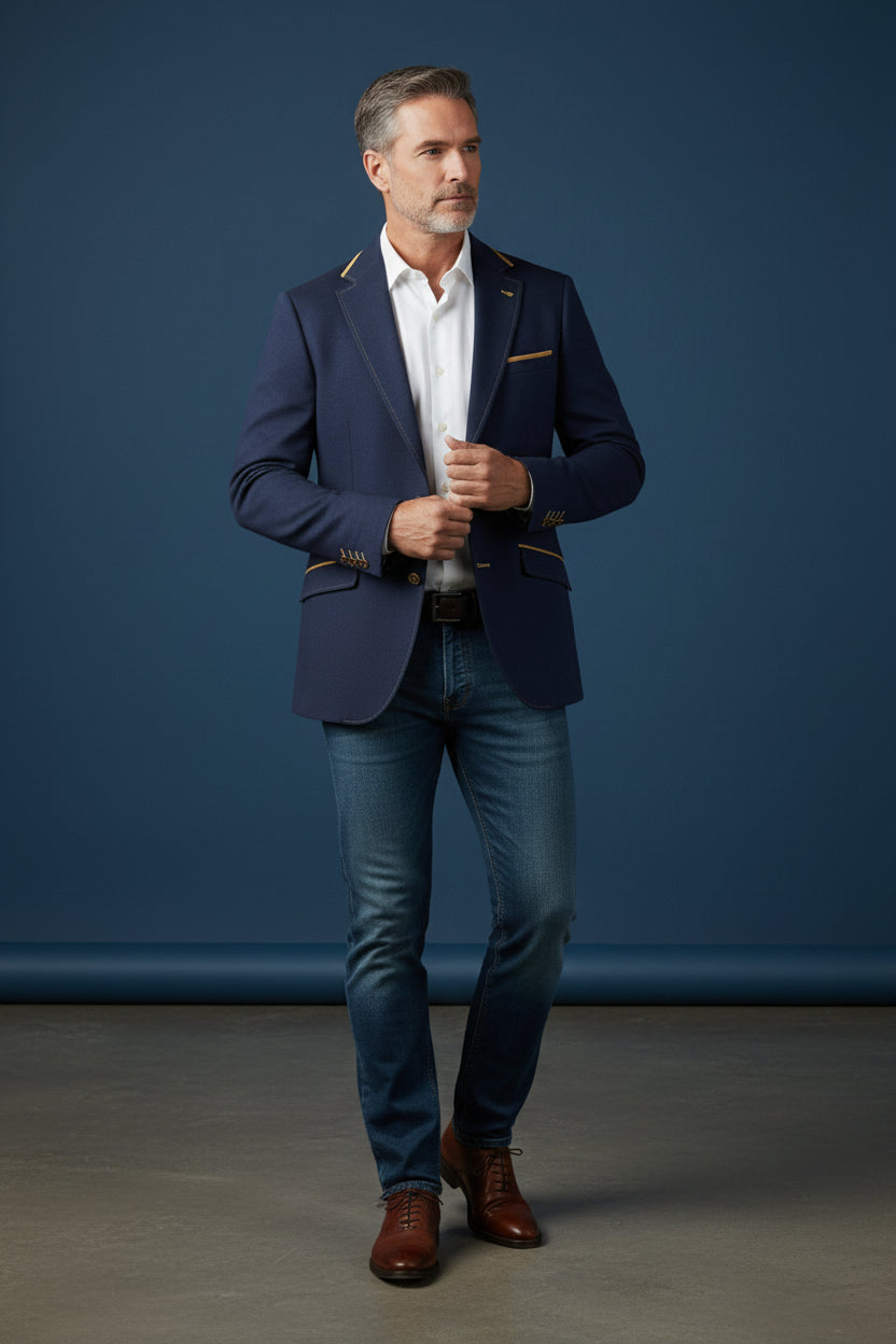 Vercini® Classic Contrast-Trim Blazer