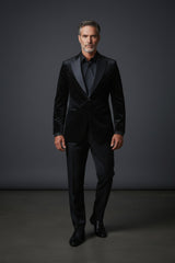 Men’s Black Velvet Statement Jacket with Crystal Detailing