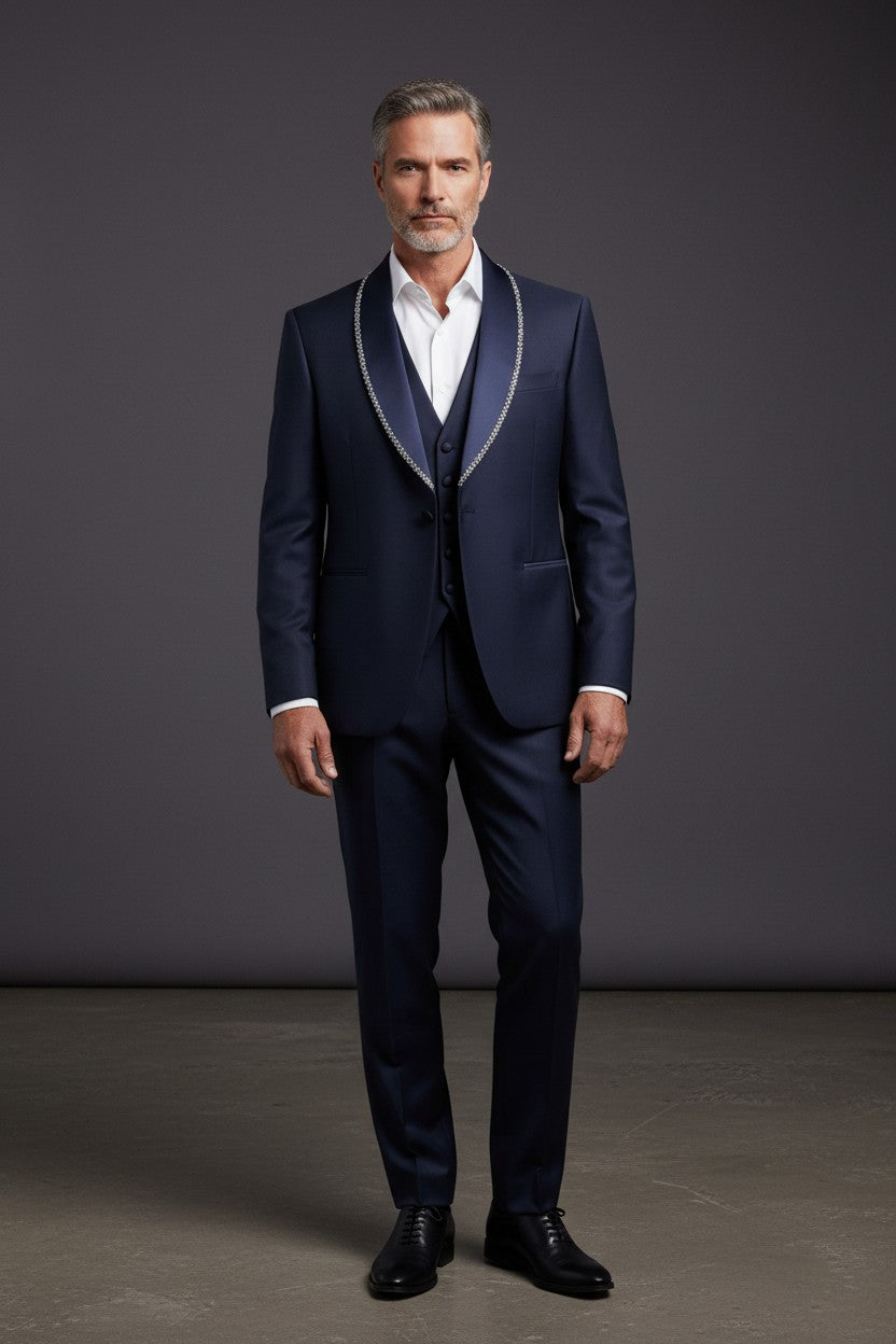 Midnight Sapphire Elegance Men's Tuxedo by Vercini