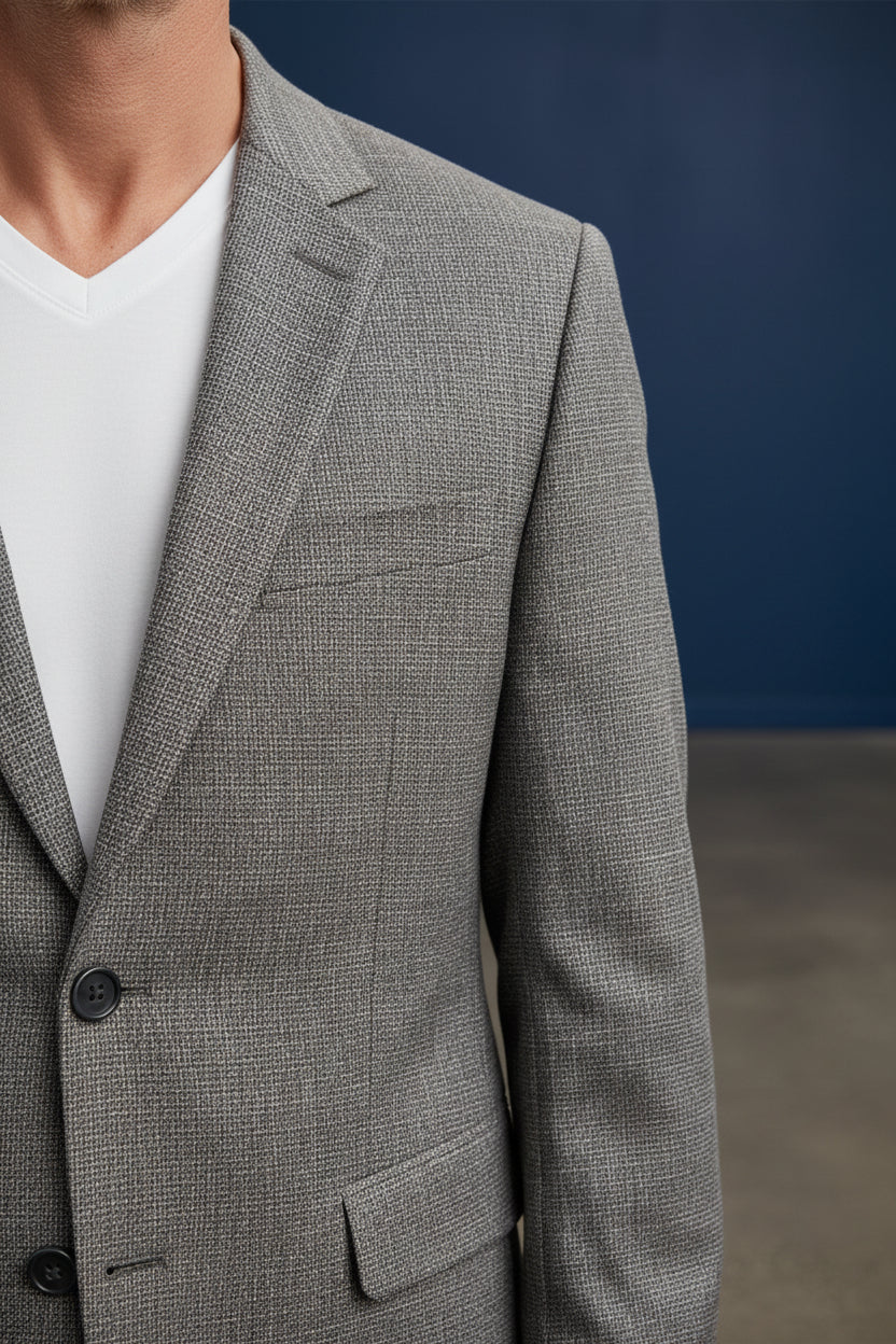 Premium Gray Houndstooth Blazer - Luxury Tailored Sport Coat