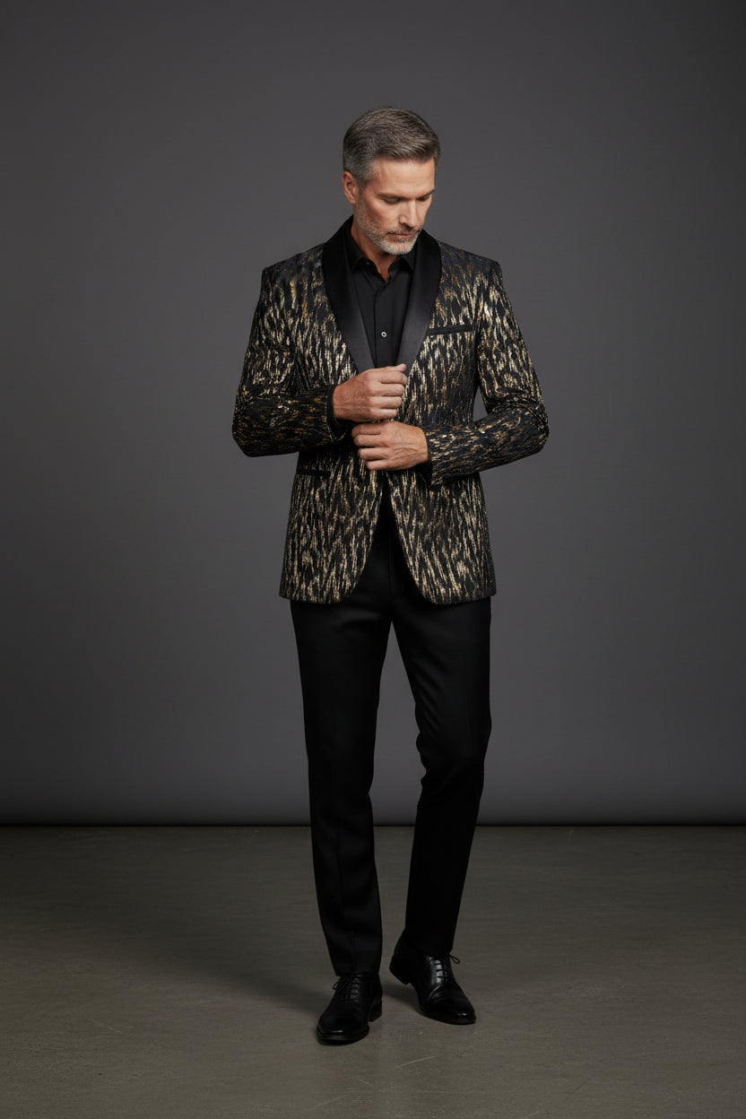 Midnight Spark Tuxedo Blazer - Premium Velvet Collar Formal Jacket