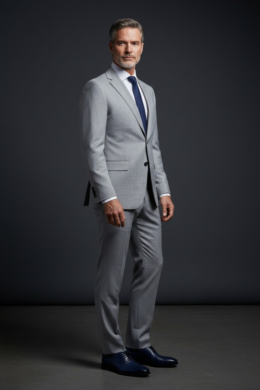 Vercini Men's Luxurious Gray Suit with Paisley Detail