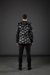 Vercini Abstract Brushstroke Blazer - Black White Gray Velvet Luxury Jacket