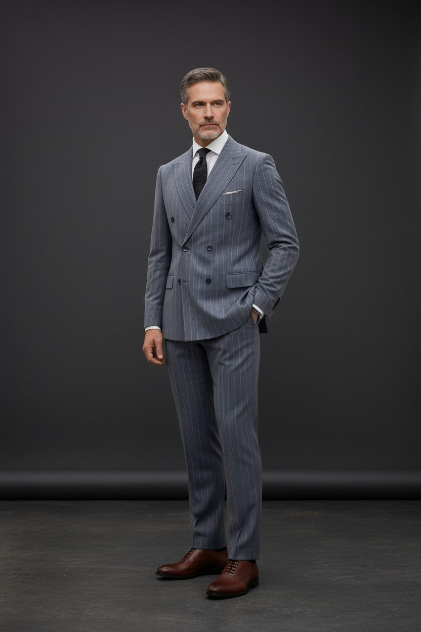 Double-Breasted Pinstripe Suit – Slim Fit