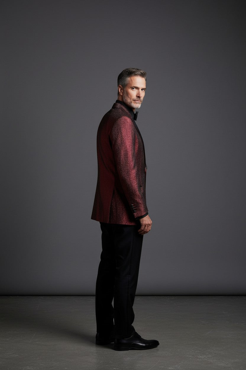BURGUNDY RED SHIMMER 4 PIECE SUIT