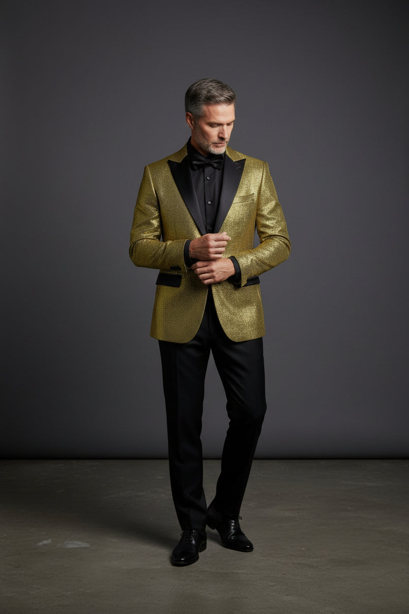 Vercini Gold Tuxedo Suit - Premium Metallic Evening Wear