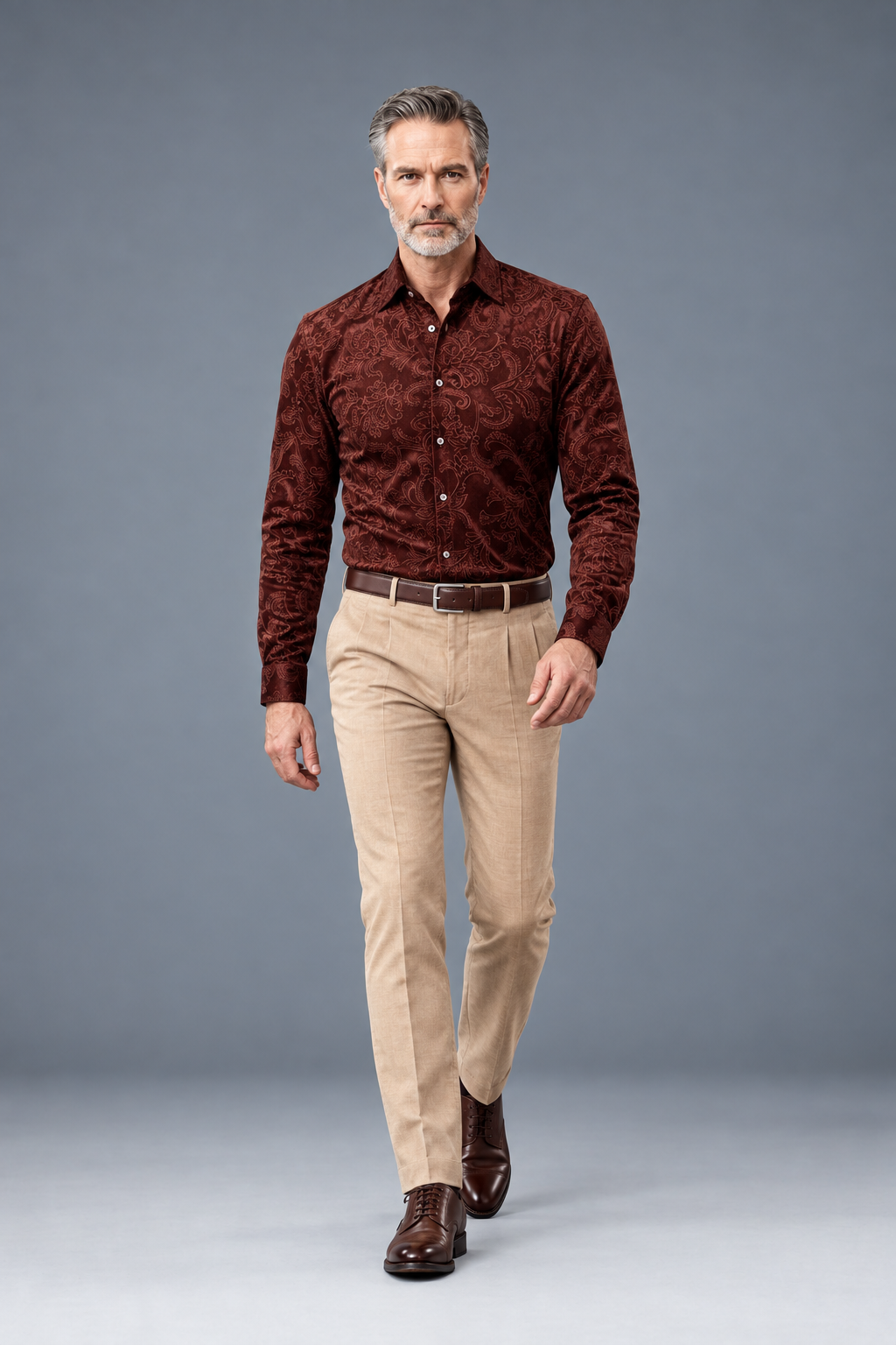 Paisley Print Long-Sleeve Button-Down Shirt