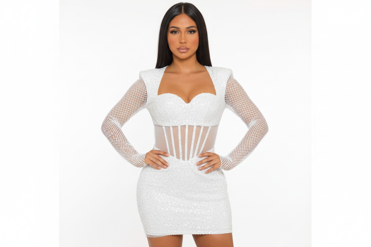 White dress front pose