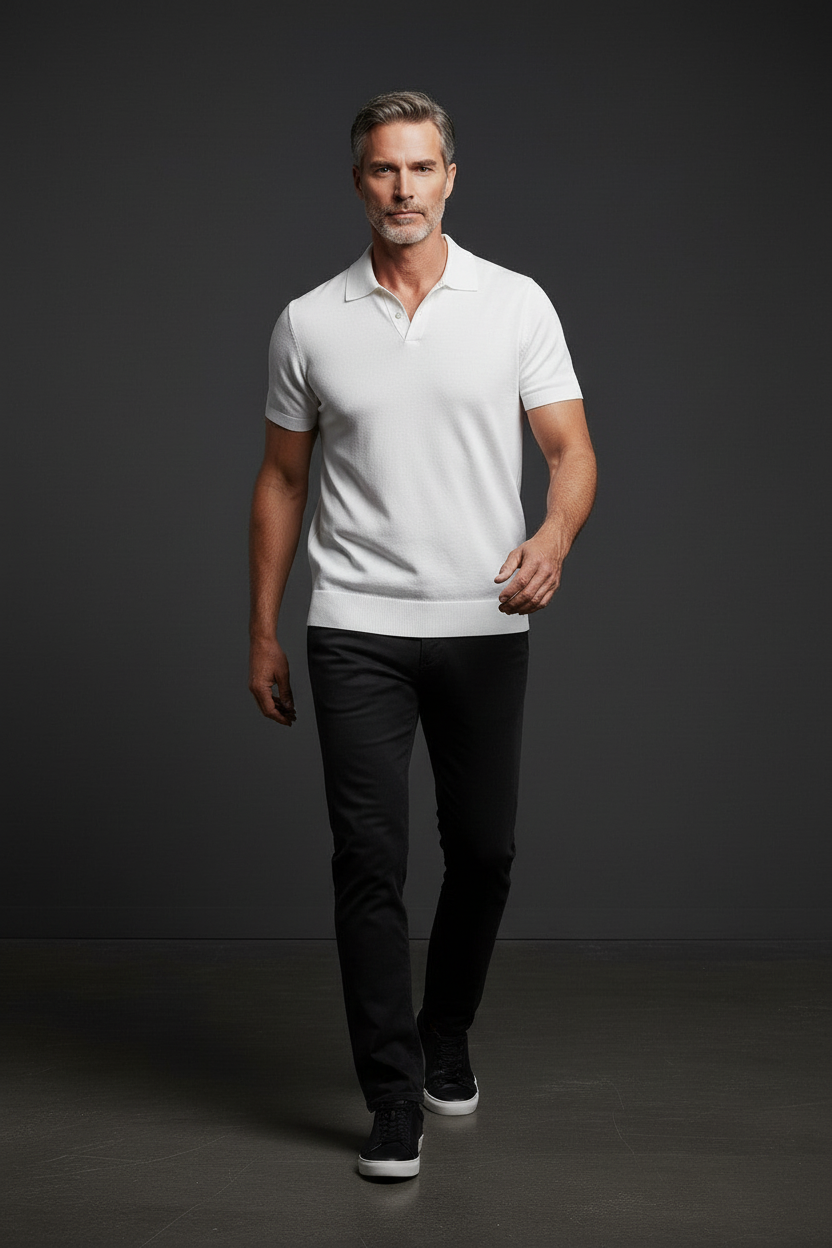 White Polo – Walking Pose