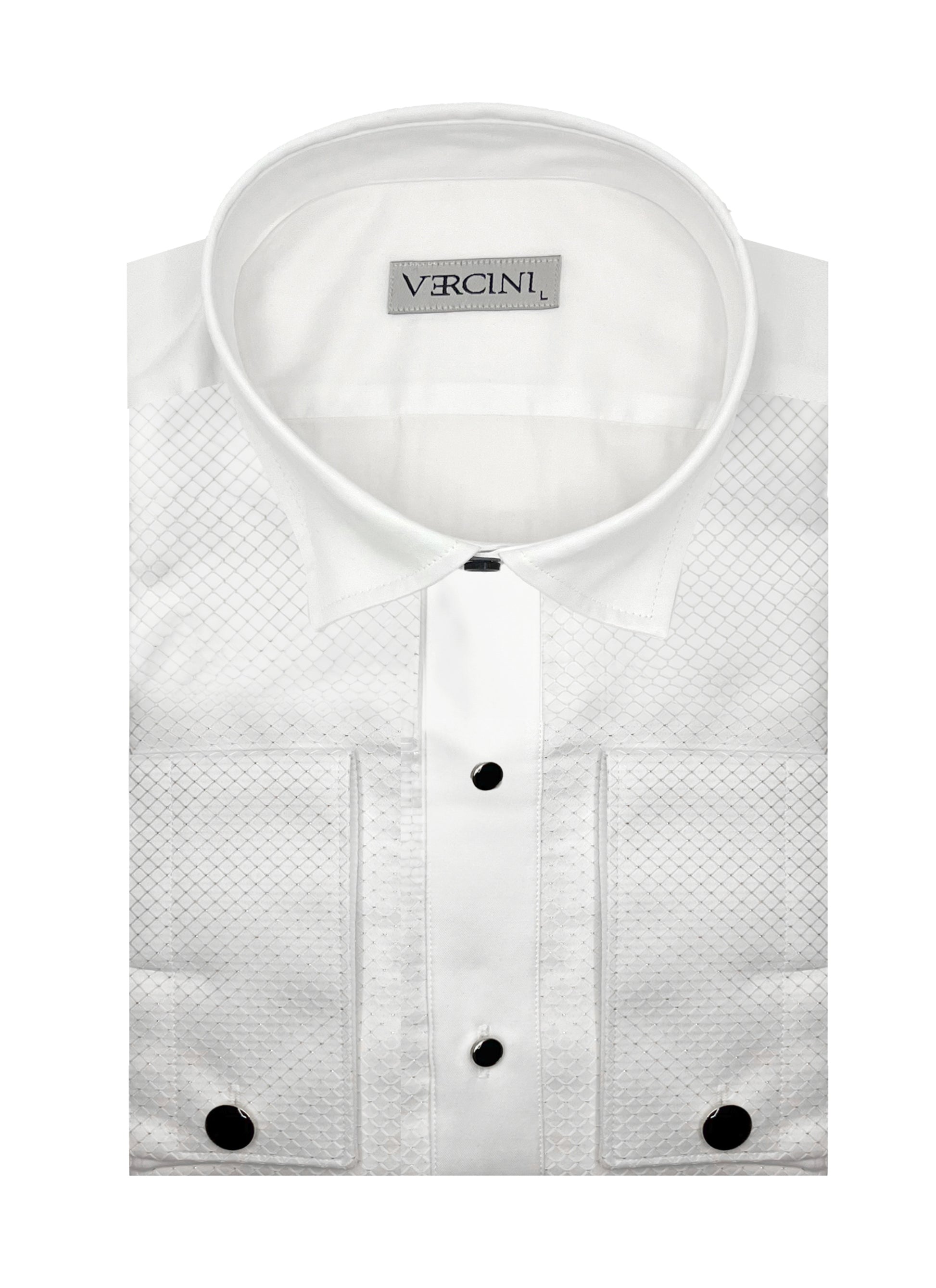 Vercini Pin Dot Embellished Mesh Elegance Dress Shirt DRESS SHIRTS Shirt Collection Vercini