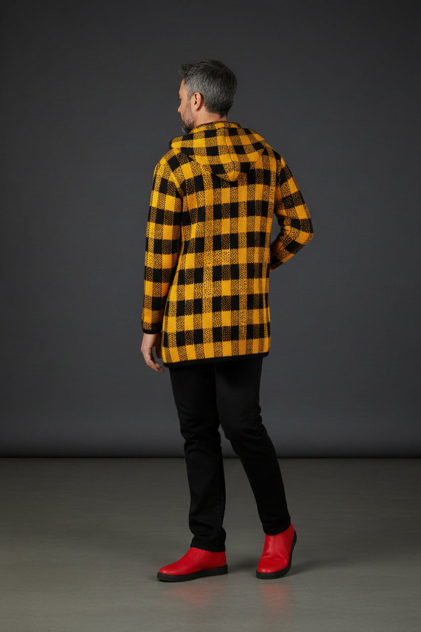Yellow Plaid Hoodie - Back View