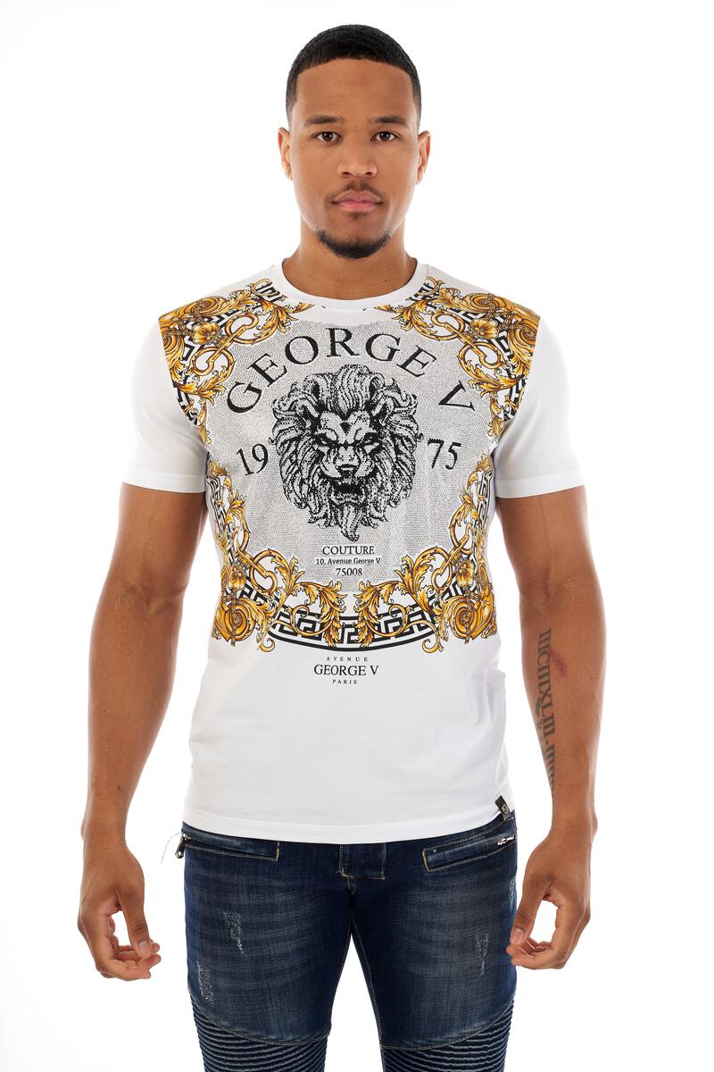 George V T-Shirt - GV BAROQUE LION - White - GV2502 T-SHIRTS George V Collection Vercini