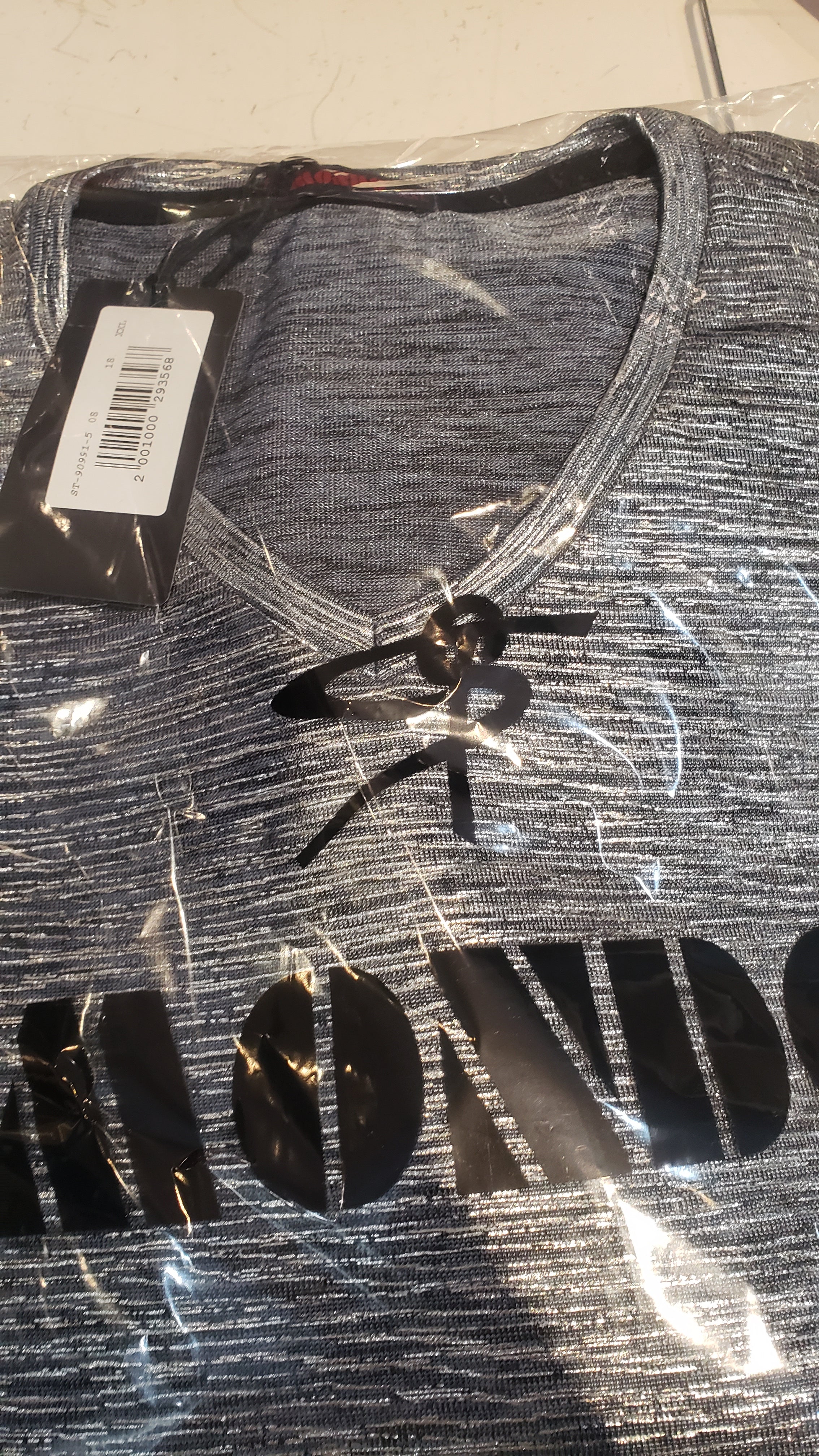 silver T-shirt