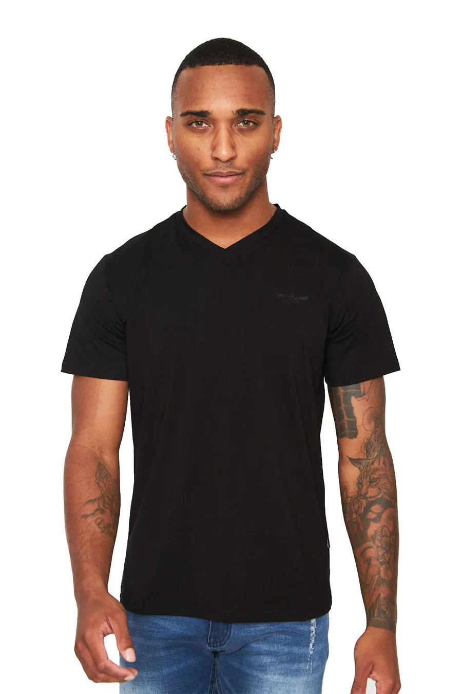 Black V-Neck T-Shirts T-SHIRTS Barabas Collection Vercini