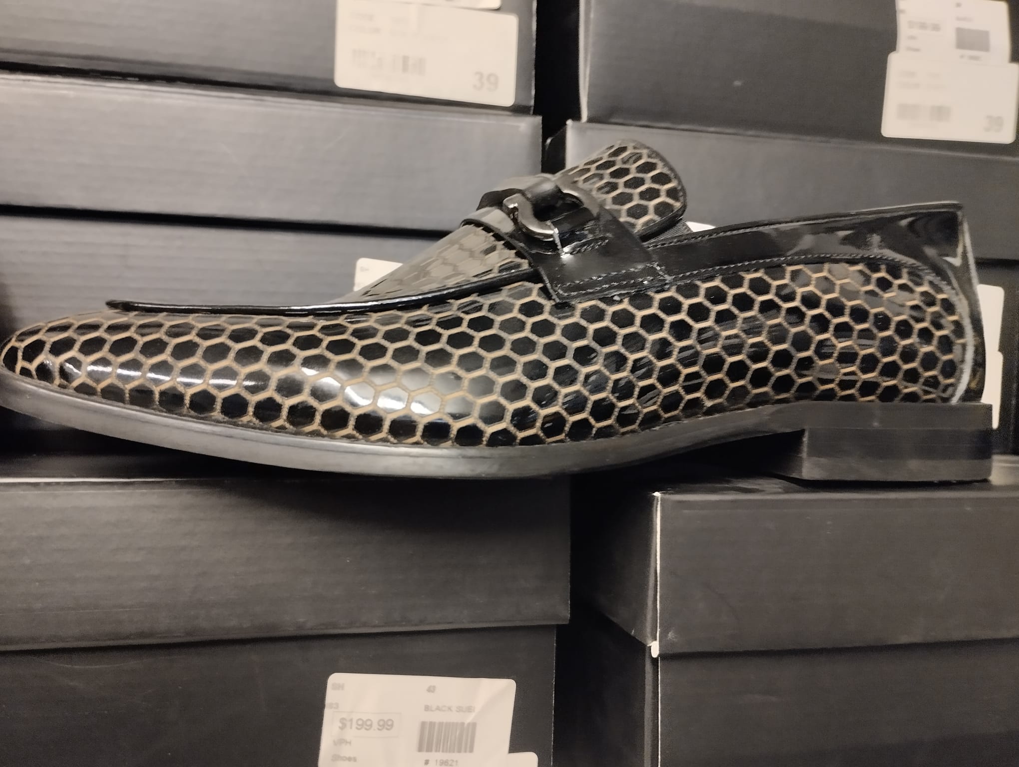 Black gold square  shoe