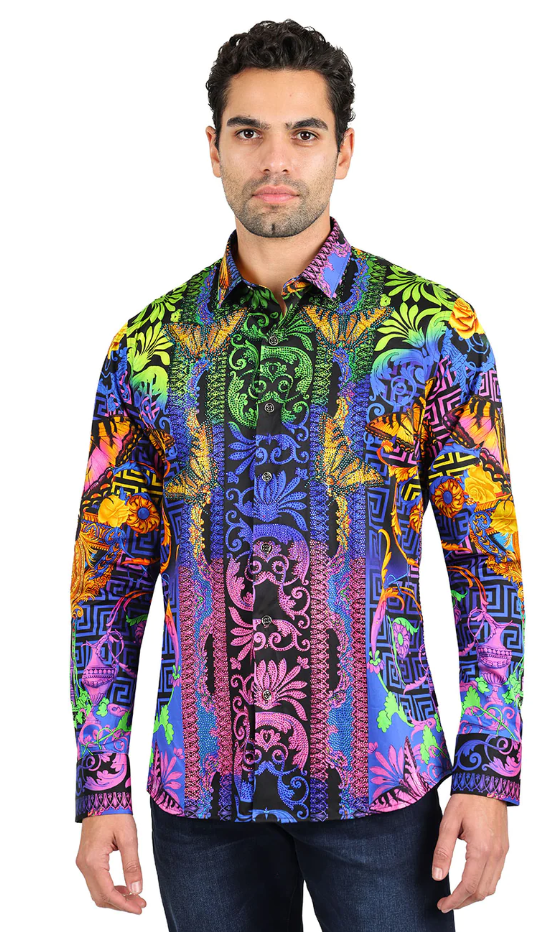 Barabas Men's Rhinestone Baroque Shirt Collection SHIRTS Barabas Collection Vercini