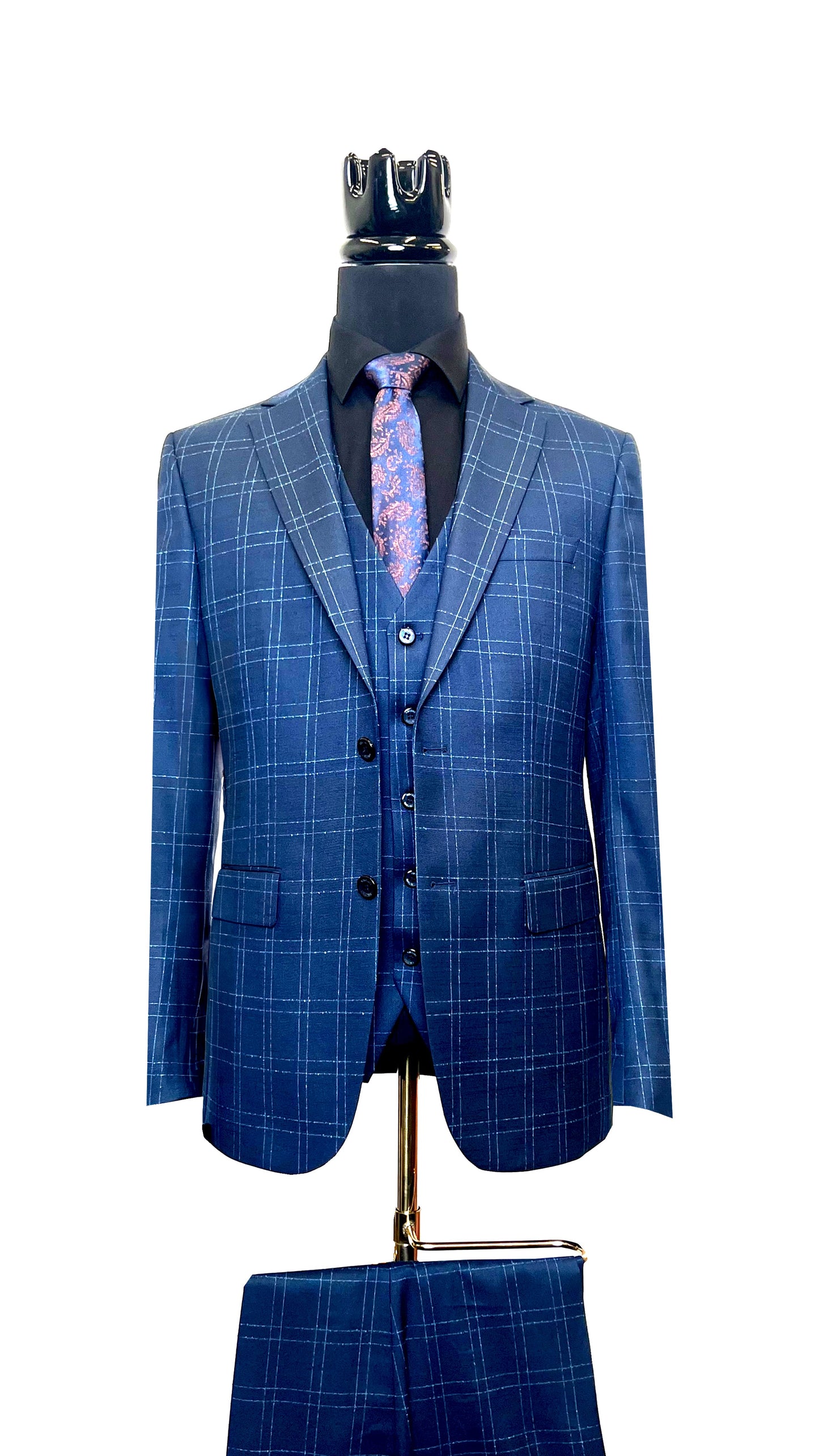 Navy blue suit with blue lines